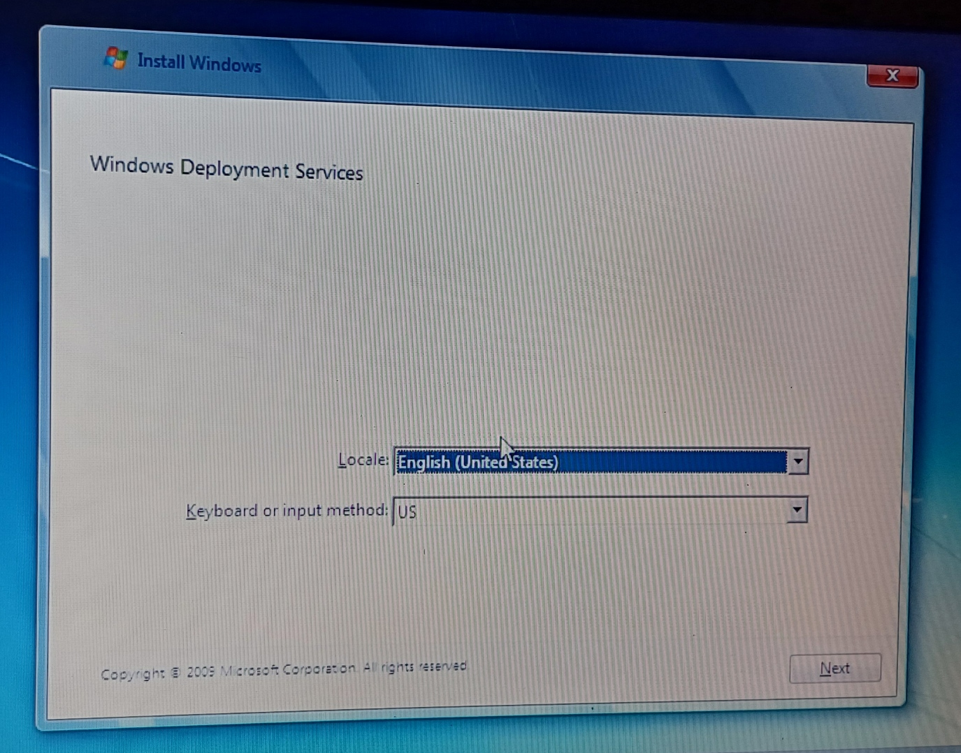 Laptop booting into WDS